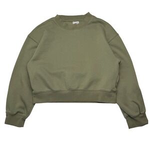 H&M Divided Olive‎ Green Cropped Sweatshirt Pullover Casual Comfort Size M